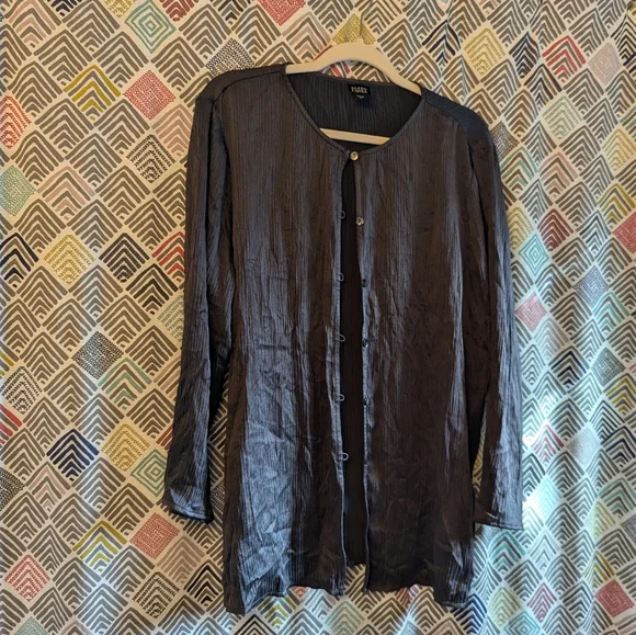 EILEEN FISHER vintage 1990's silk top jacket M - Picture 3 of 8
